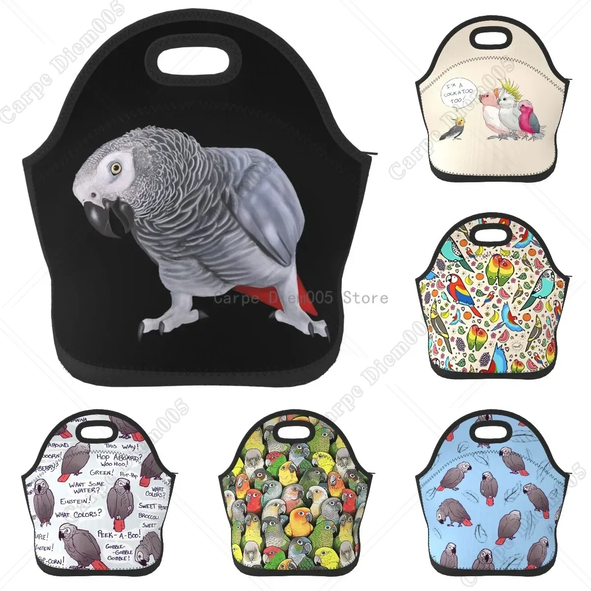 Parrot Bird Lunch Box Reusable Bag Tote Bag Insulated Food for Women Men Lunch Box for Camping Gifts School