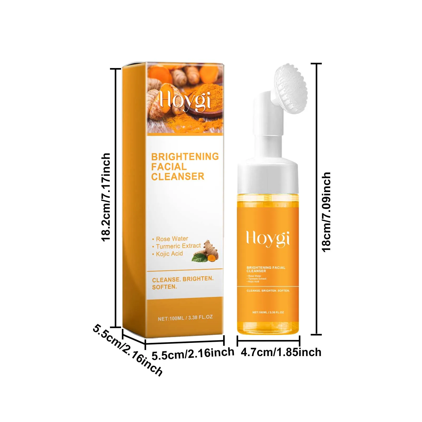 100ml Turmeric Cleansing Mousse Brightening Face Wash Foam Face Cleanser Oil Control Blackhead Remover Skin Cleansing 6
