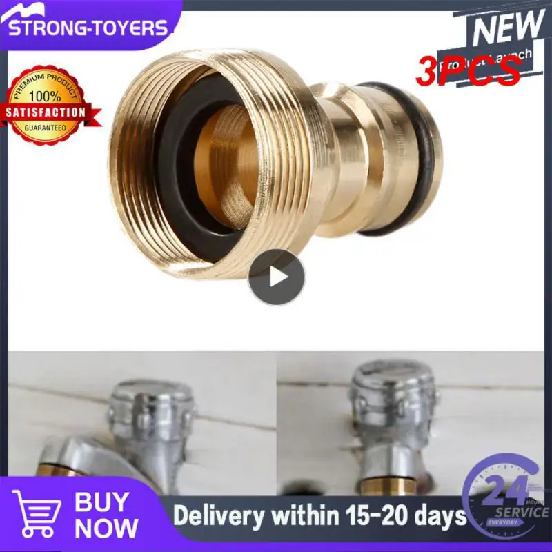 

3PCS Brass Faucet Standard Adapter Washing Machine Water Gun Quick Connect Fittings 1/2" 3/4" Threaded Nipple Joint Garden