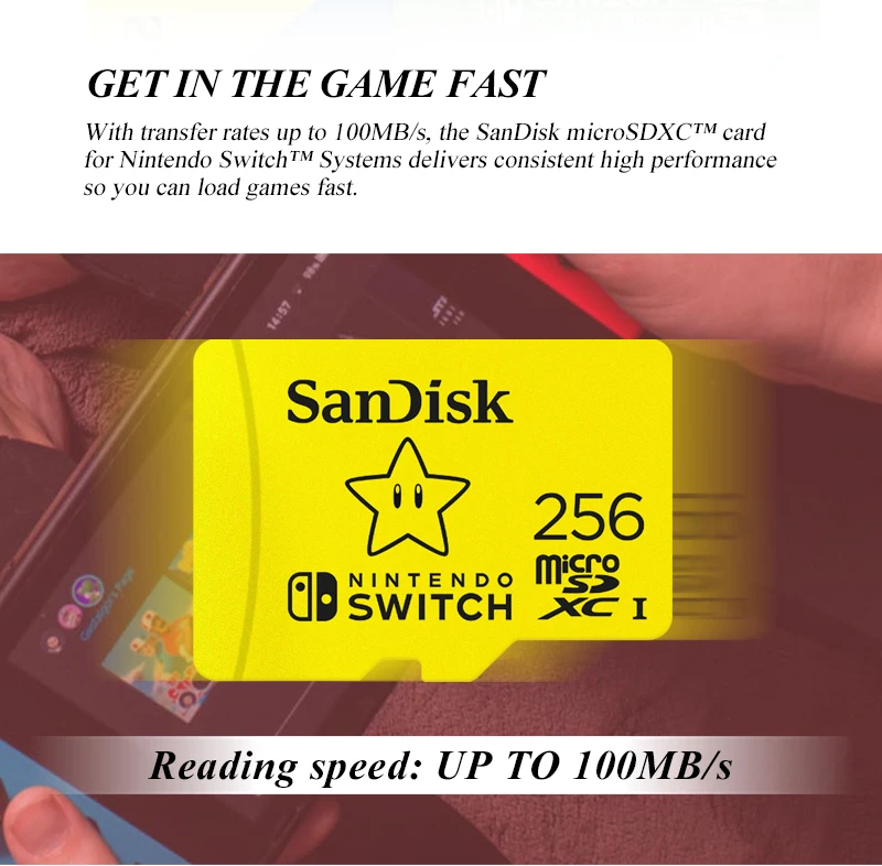 SanDisk TF-Karte 1 TB, 512 GB, 256 GB, 128 GB, MicroSDXC, Geschwindigkeit bis zu 100 MB/s, Lesegeschwindigkeit der MicroSD-Karte für digitale Spiele der Nintendo Switch – Detail 2