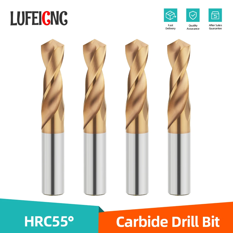 Carbide Drill Bits HRC55&deg; Tungsten Steel CNC Lathe Stainless Steel Drilling Hard Metalworking Tools 0.5-20.0mm