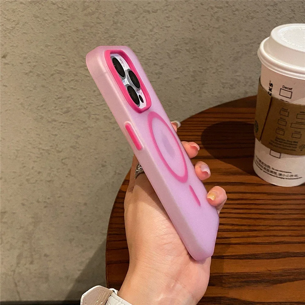 Matte Candy Magnetic Wireless Charging Transparent Case with Shockproof Protection
