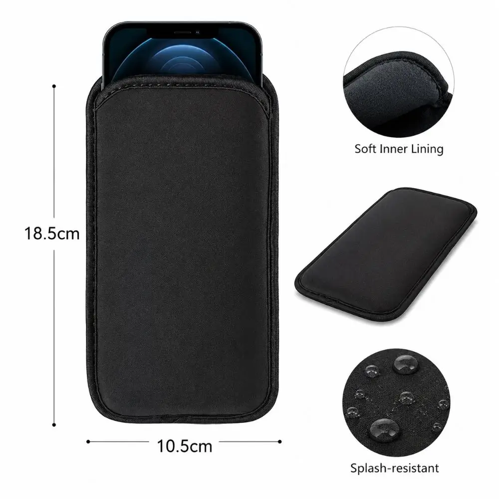 Durable Scratch-Resistant Neoprene Phone Pouch - Black