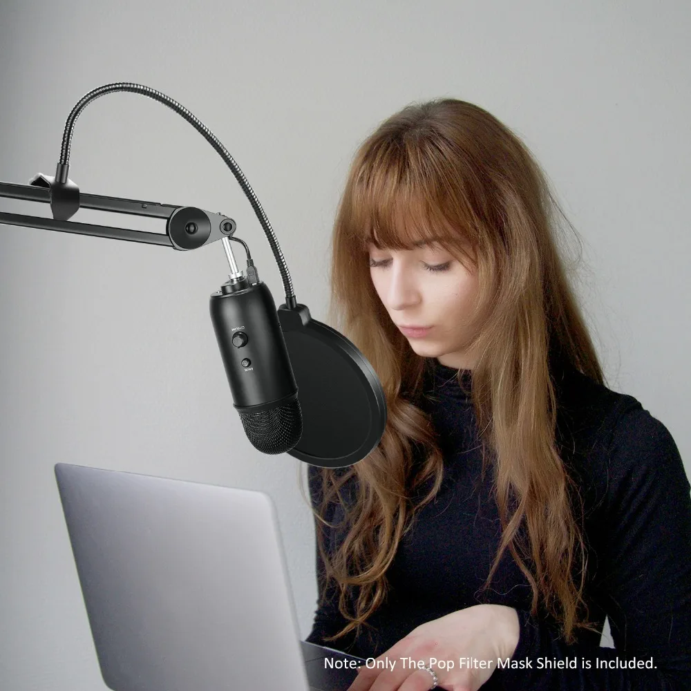 Professional Microphone Pop Filter Mask Shield Compatible with Blue Yeti and Any
