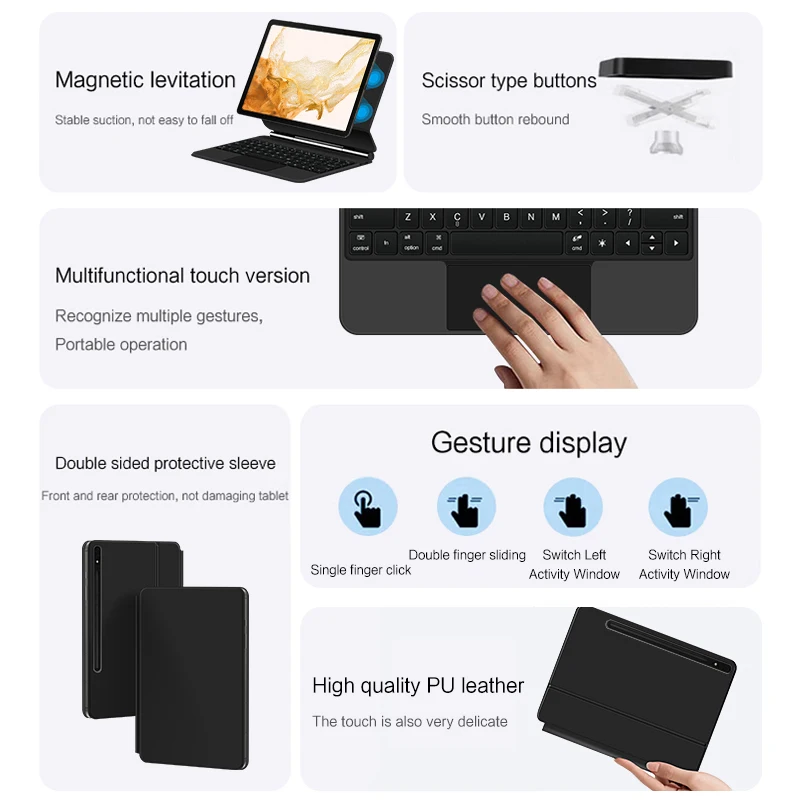 Tampa do Teclado sem Fio para Samsung Galaxy Tab Coreano Espanhol Português Magia s7 s8 s9 11 s9 fe 109 - Imagem 6