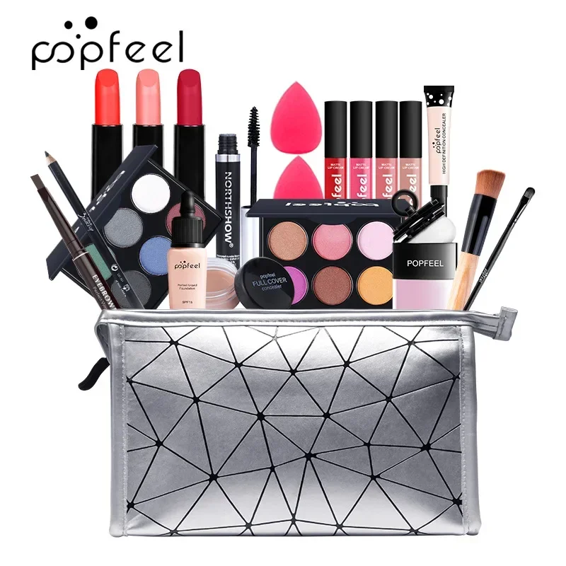 Kit de maquillaje todo en uno para mujer, juego profesional de 24 piezas,  paquete de larga duración, pincel, rímel, base, paleta de sombra de ojos,  maquillaje - AliExpress