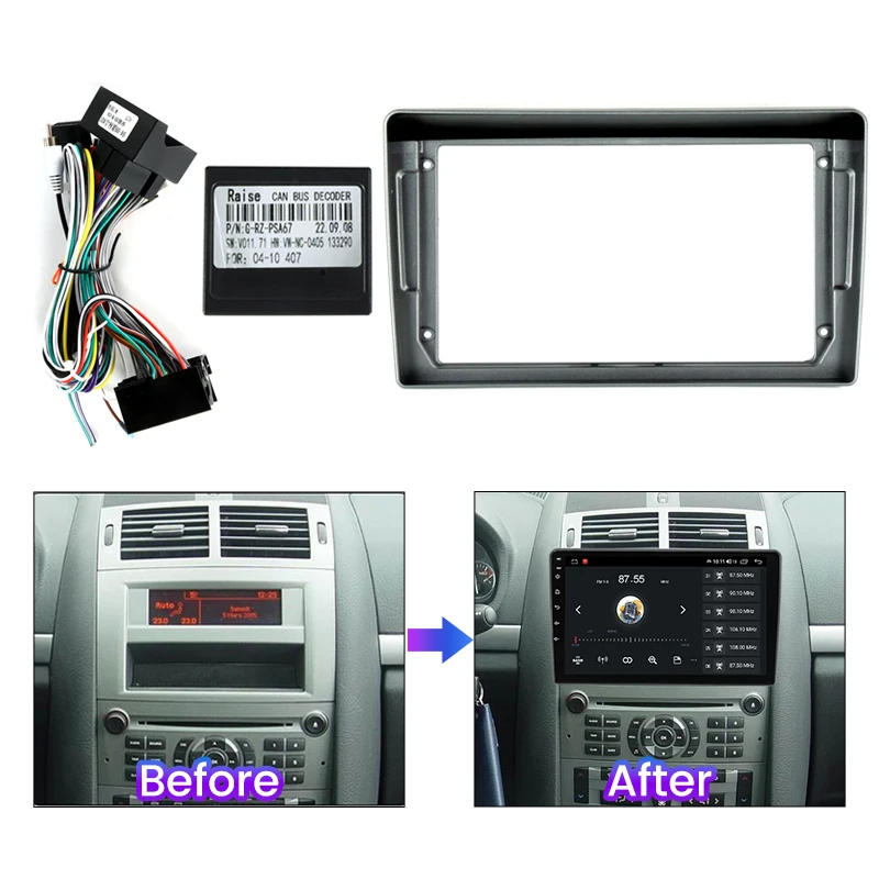 2din AutoRadio Center Console Holder Fascia canbus cable Bezel