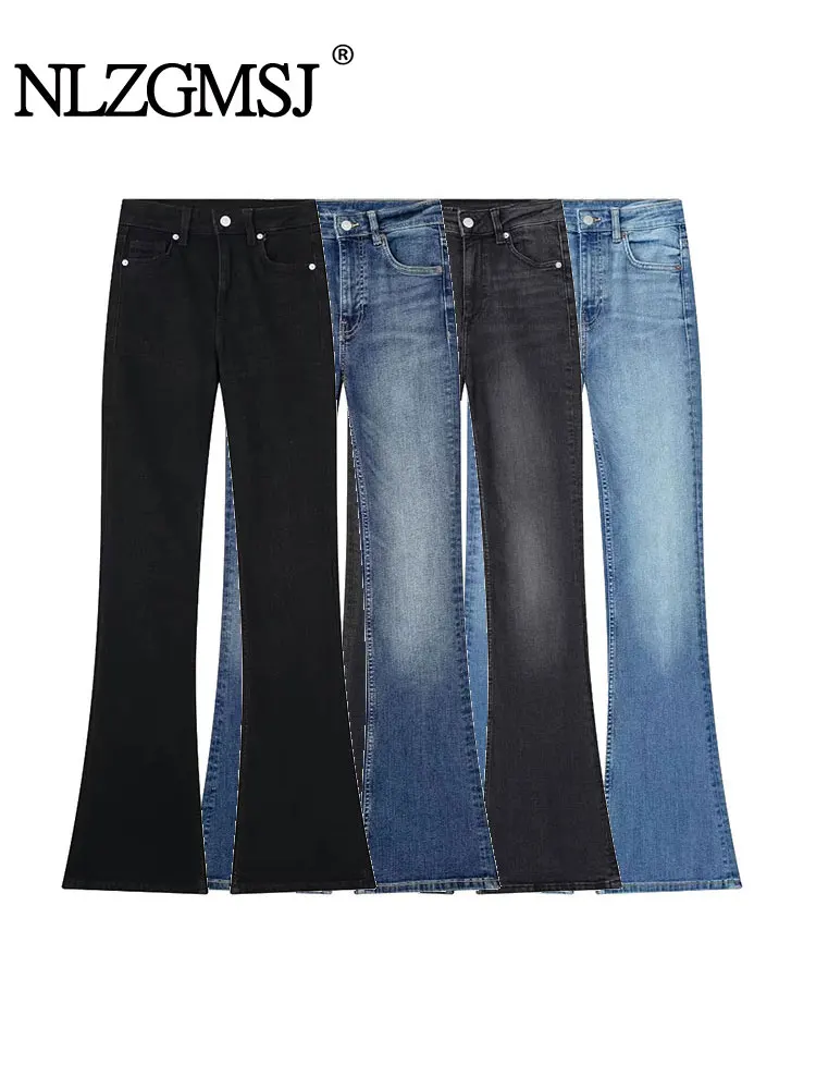 

TRAF 2023 Autumn High Waist Flare Pants Jeans Women's Tight Denim Trousers Fashion Sexy Slim Skinny Jeans Casual Streetwear