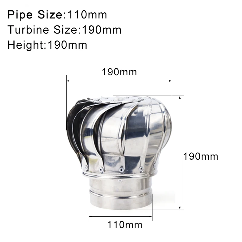 Roof Ventilator Ventilation Fan 110mm Stainless Steel Roof Ventilator Wind Turbines Air Vent Attic Ventilator Pipefit Roof Ventilating Fan