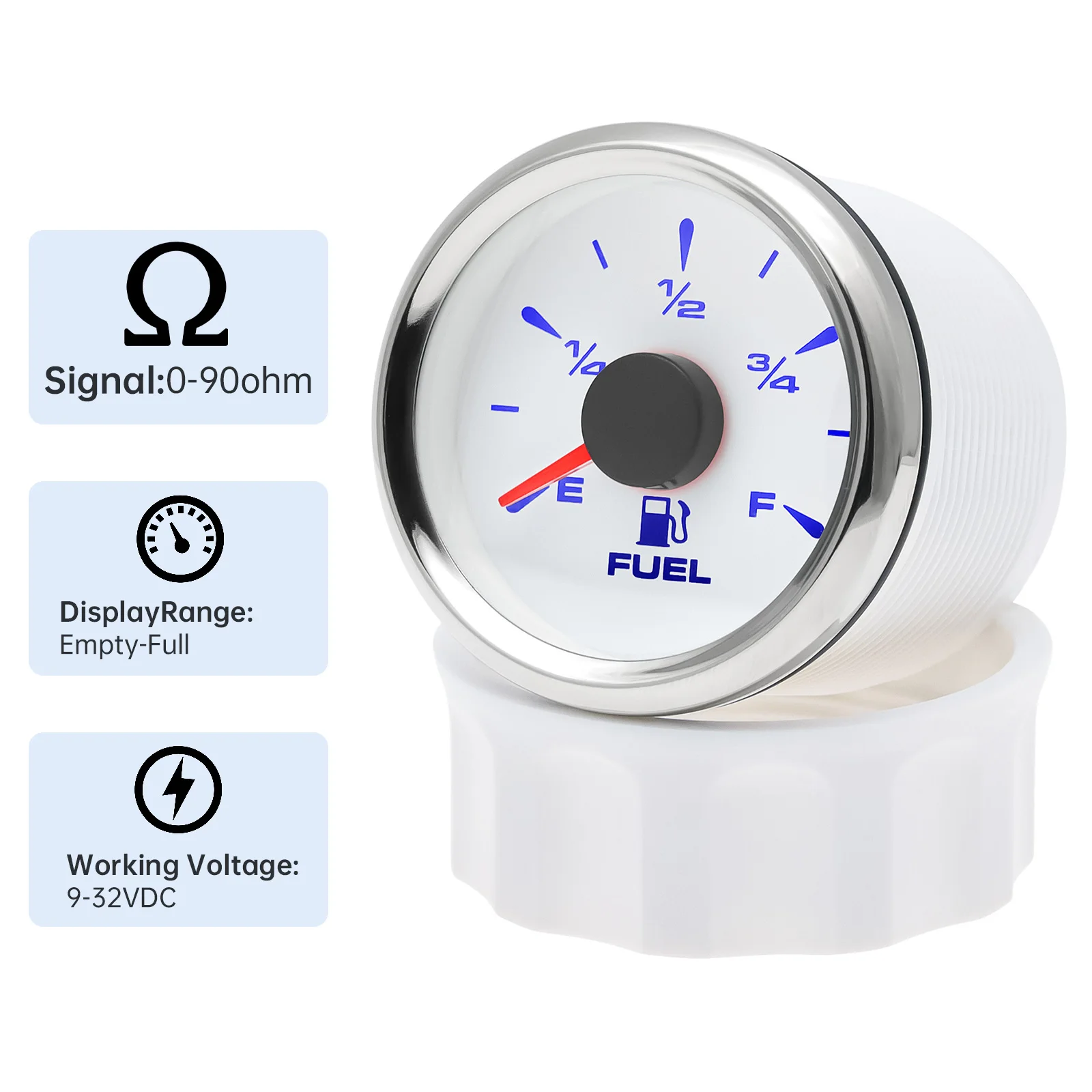 0-90ohm 52mm Fuel Level Gauge 8 Color BackLight for Oil Tank Level Float Sensor 0-90 ohm Car Boat Marine Yacht 12V