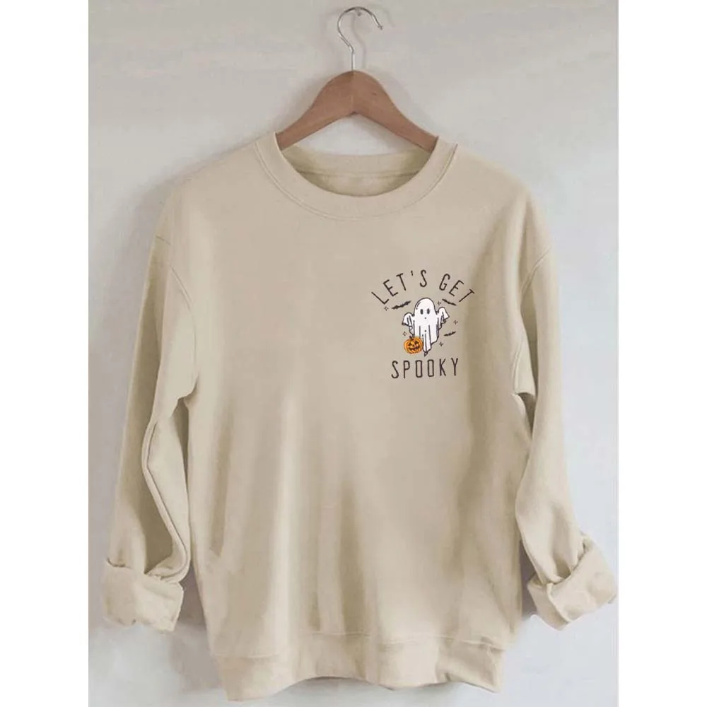 

Rheacмножество Let's Get пугающая вышитая Женская хлопковая Милая Толстовка с длинным рукавом