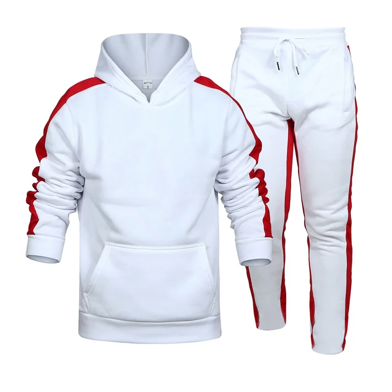 Men Striped Hoodie Pants Casual Tracksuit