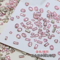50PCS Sparkle Pink 5A Zircon Chamfered Mini Crystal Diamonds Square Rect Oval Nail Art Rhinestones Decorations Manicure Charms 1