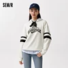 Semir Hoodie Women Letter-printed Loose Drop-shoulder Hooded Pullover Casual and Elegant Spring Individual Printed Top 1