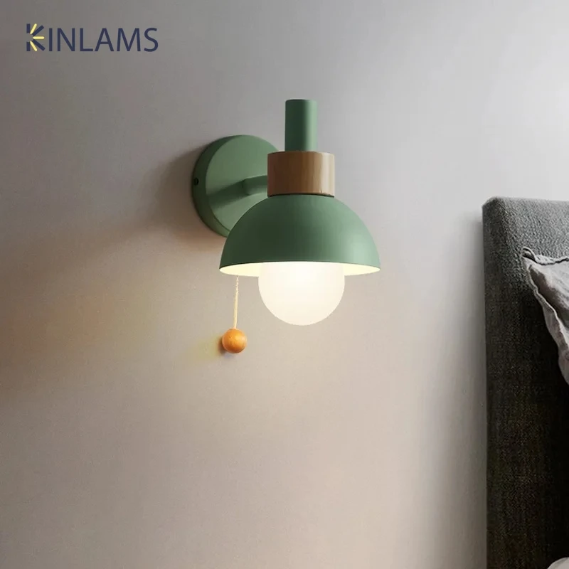 

Nordic Bedroom Bedside Macarone Wall Lamp Living Room Foyer Hallway Lighting Minimalist Modern Indoor Home Decoration Light E27