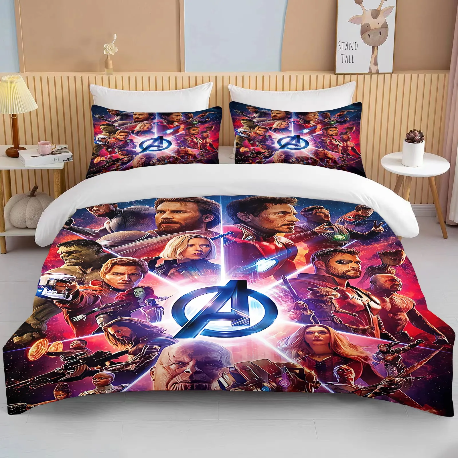 

Marvel The Avengers Printed Soft Bedding Set Cartoon Anime Duvet Cover Comforter Pillowcase Boys Girls Children Adults King Gift