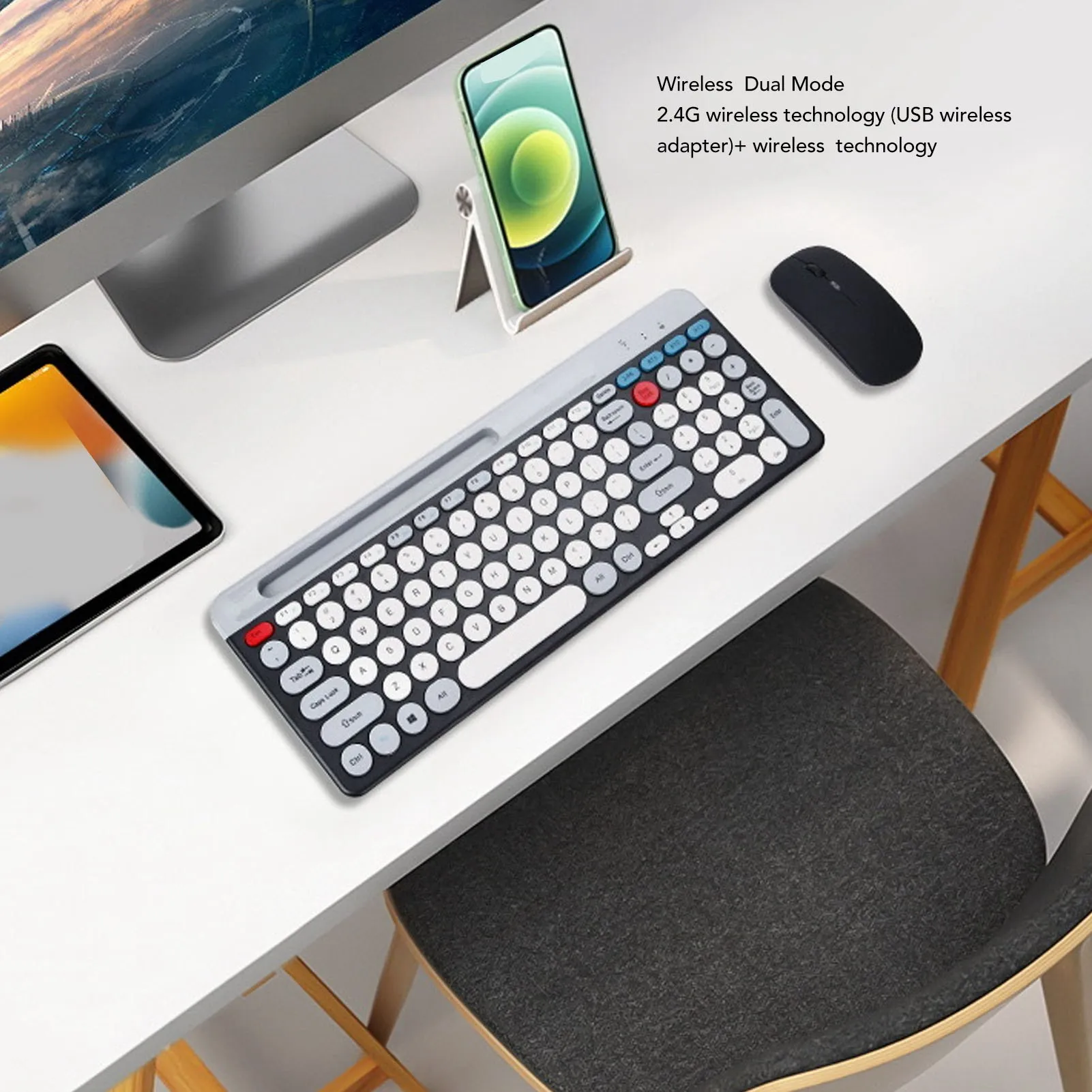 【New】Wireless Keyboard Mouse Set Rechargeable Retro  2.4G Wireless Bluetooth Keyboard Mouse Set Wireless PC Keyboard Mouse Set