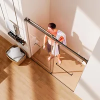 Frameless Double Sliding Shower Door 68-72" W x 76" H, 3/8" 10mm Clear Noiseless Glass Door with Anti-Jumping System Shower Door 2