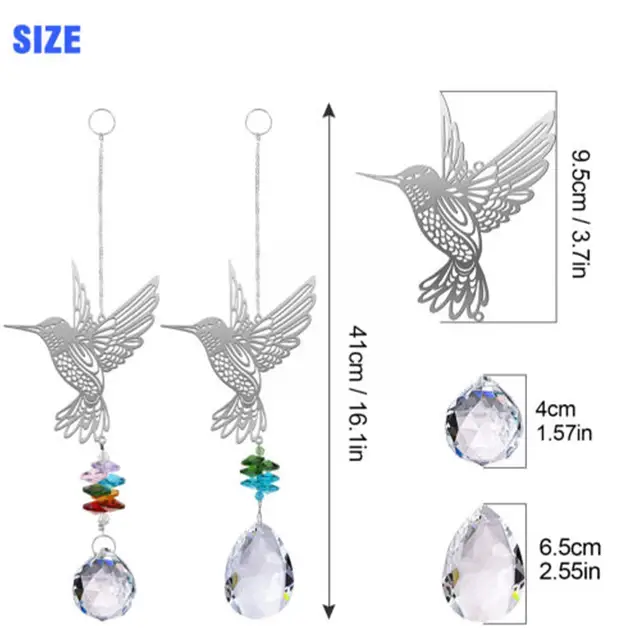 Crystal Nap Glass Prisms Solar Chandelier Kolibri Függöny Fogó Szél Lógó Bagoly Dekoráció Szivárvány Medál Chimes Chaser M1W3 - Image 5