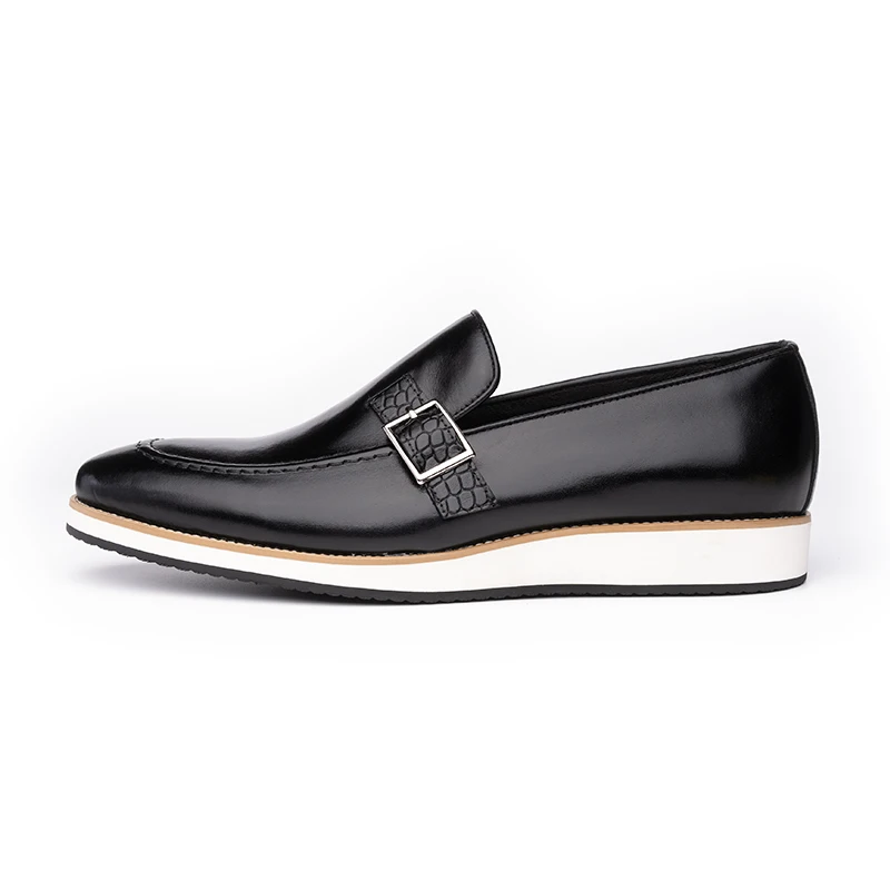 Amazing Black Deluxe Men's Casual Shoes Cow Leather Loafer Male Monk Strap Buckles Daily Footwear Fashion Exquisite Dress Shoes