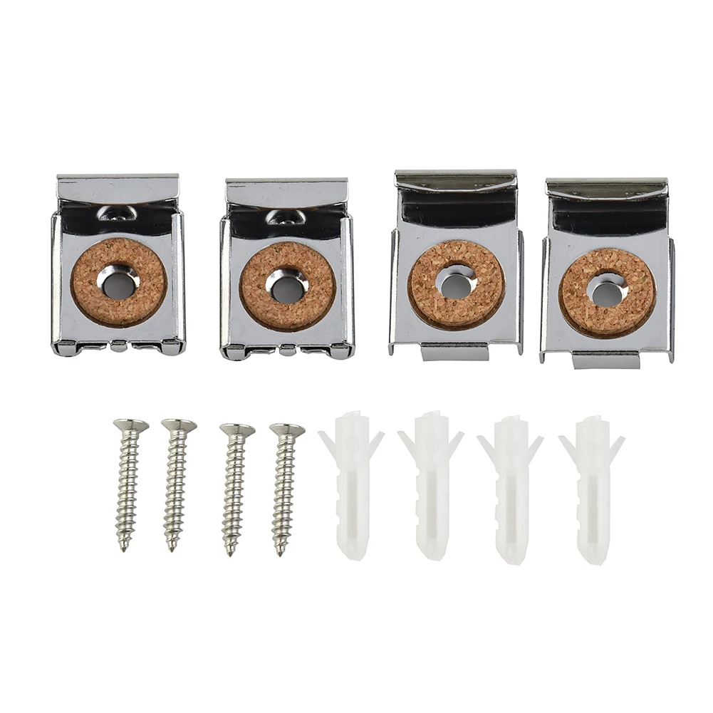 

Chrome Glass Bracket Glass Bracket Chrome Metal Easy To Install Mirror Mounting Hanger Clamp Screws Silver Wall Hanging 4pcs