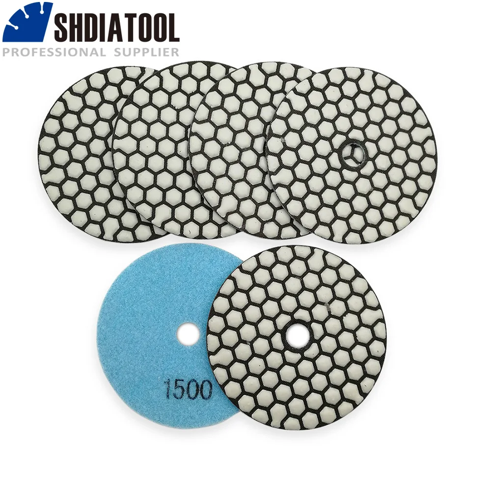 bsrttool 3 piece diamond dry polishing pad granite marble flexible resin grinding wheel 5 125mm ceramic stone polishing disc SHDIATOOL 7pcs Dia 4