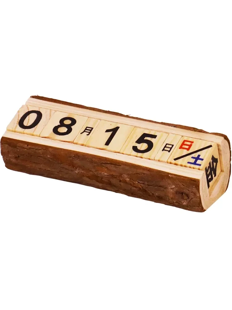 

Vintage personality creative ins Wooden Wood date small calendar ornament log Nordic tabletop centerpiece