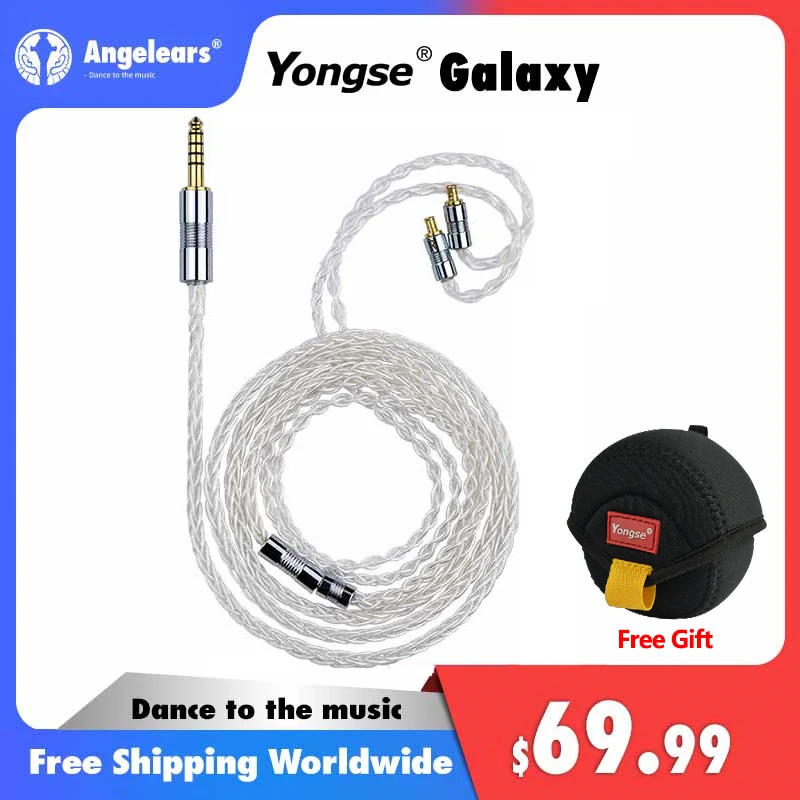 

Yongse Galaxy Sterling Silver 8 Core 2.5/4.4mm/0.78 2PIN Balanced mmcx Earphone Upgrade Cable For ime HOLA Zero Winter Aria LAN