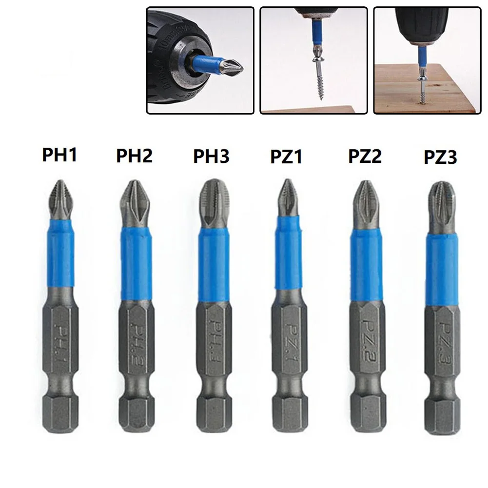 

Single Anti Slip Screwdriver Head Non-slip Screwdriver Bit Set Electric Impact 50mm PH1/PH2/PH3/PZ1/PZ2/PZ3 Hexagonal