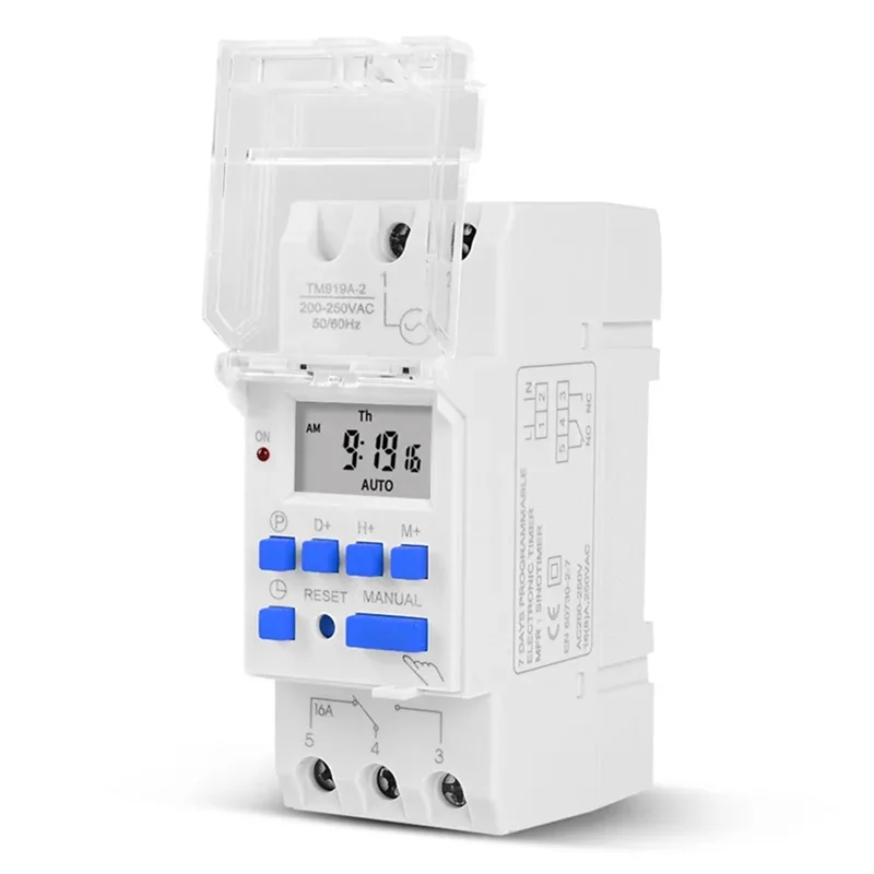 A98Z Programmable Digital Time Switch Relay Timer Control AC 220V 16A Din Rail Mount TM919A Timer Switch