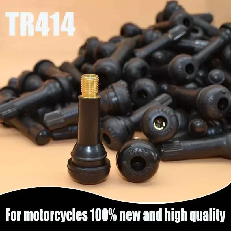 Premium Black TR414 Tubeless Tire Valve Stems with Caps - High-Quality Rubber Snap-in Covers