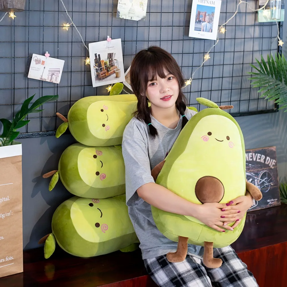 Kawaii 32/50/60cm Stuffed Fruit Avocado Doll Avocado Sleeping Green Giant Toy Plush Toy Girl Sleeping Pillow Room Decor