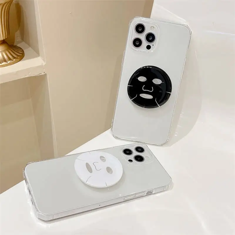 Cute Facial Mask Phone Ring Holder - Korean-Style Smart Tok Finger Grip