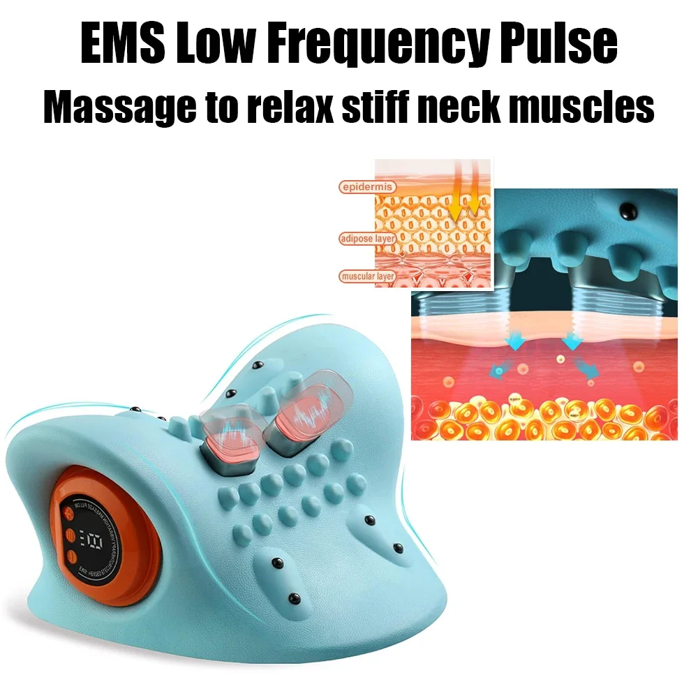 Electric Cervical Massager Neck Stretcher Chiropractic Traction Head Acupoint Ma