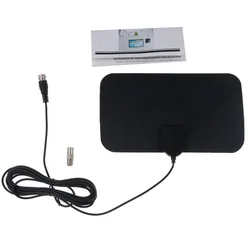 High - Definition Indoor TV Antenna with 50 - Mile Range and 13ft Cable (Black)