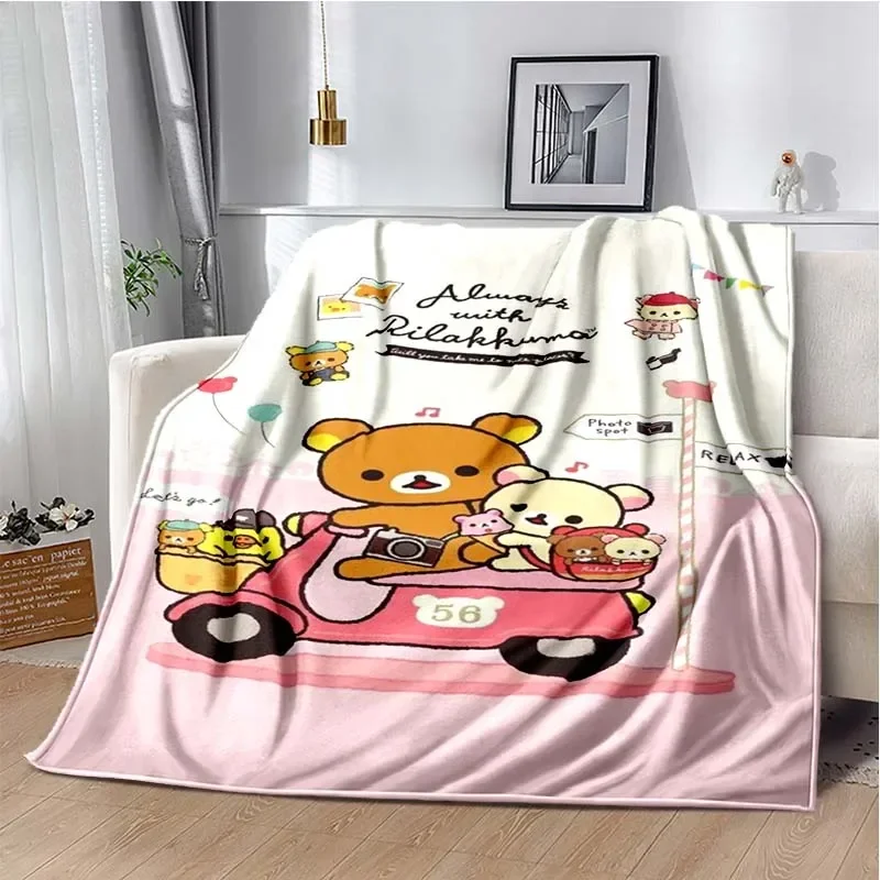 Cartoon Rilakkuma Anime Girls Throws Blanket for Baby Hiking Picnic Bed Super Soft Cute kawaii Flannel Blanket birthday gift 2
