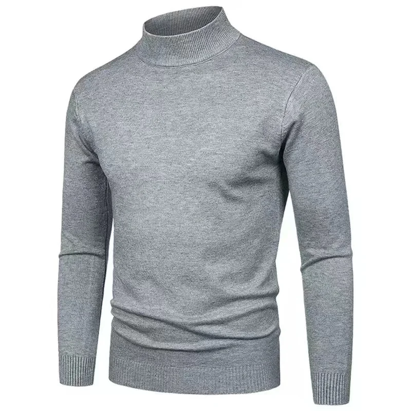 

Man Autumn Winter Slim Half Fashion Fit Knitted Knitwear Neck Sweaters Sweater Men Pullovers Casual Solid Collar Mock High Mens