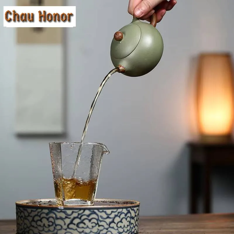 200ml Chinese Yixing Purple Clay Teapots Famous Handmade Xishi Pot Raw Ore Green Bean Mud Beauty Kettle Zisha Tea Set Collection