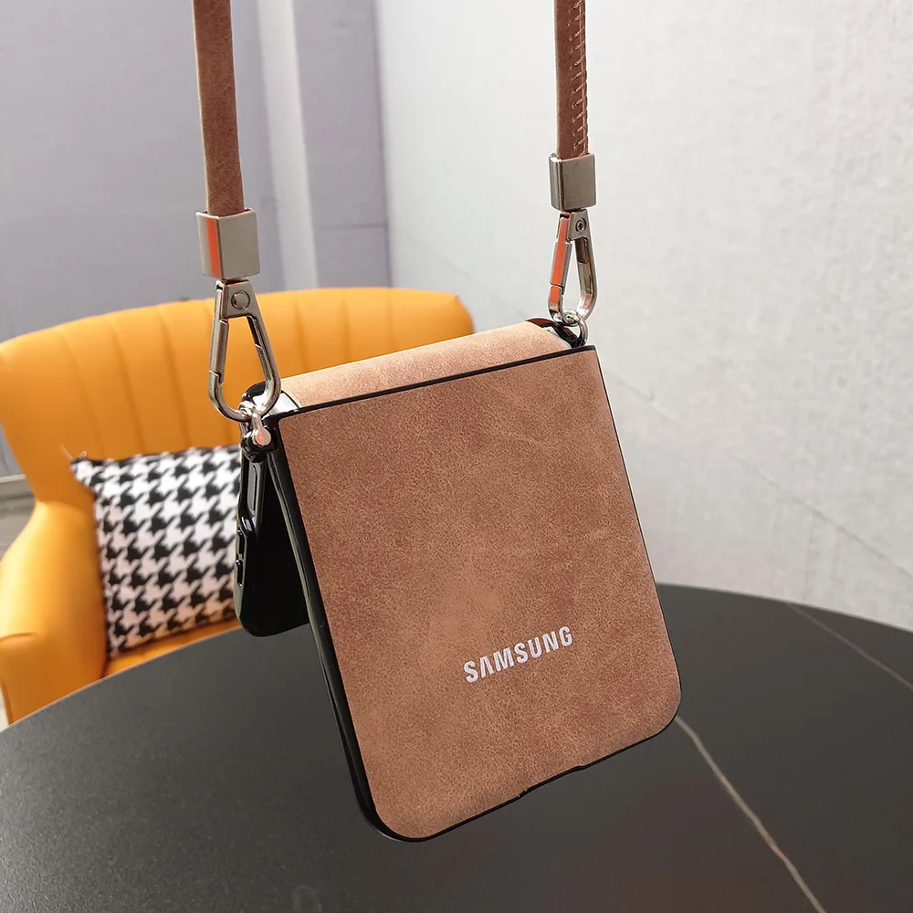 SheepSkin PU Leather Phone Cover with Wrist Strap and Portable Lanyard