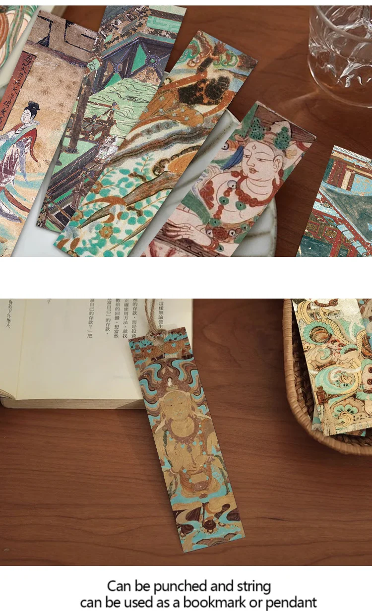 30 stücke Dunhuang Wandbild Lesezeichen literarischen Stil kreative Persönlichkeit exquisite Lese seite Mark Tagebuch Notizbuch Mark Card – Detail 3
