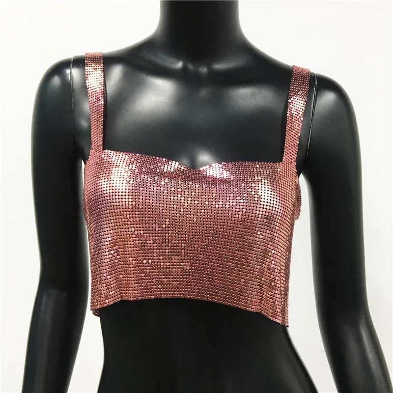 Elenint Women's V-Neck Sparkle Sequin Crop Top - Adjustable Strap Tube Top For Festival, Rave, Party (S-XL Sizing) - View #12
