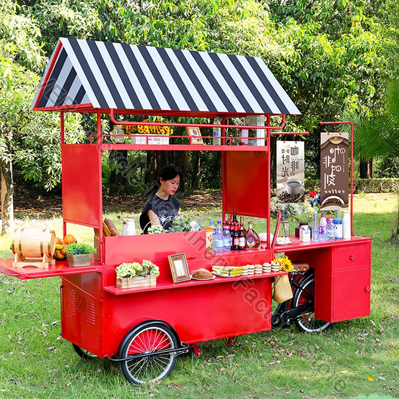 MarketMiniFoodTruckStreetCoffeeBikeCartMobileFoodVanMultifunctionalCanInstall