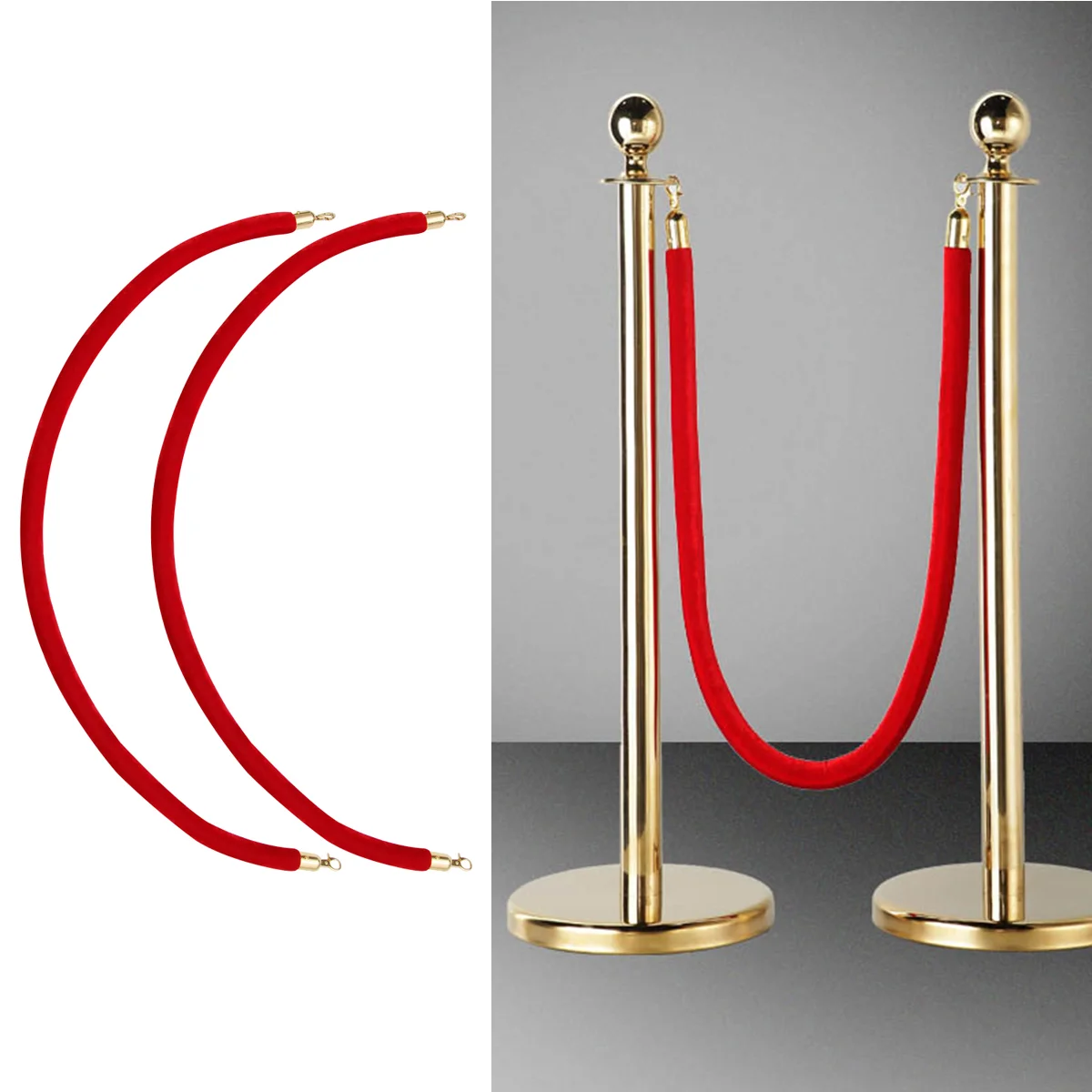 Rope Barrier Stanchion Queuing Rope Barrier Rope Crowd Control Lint With Hooks 2pcs 15m