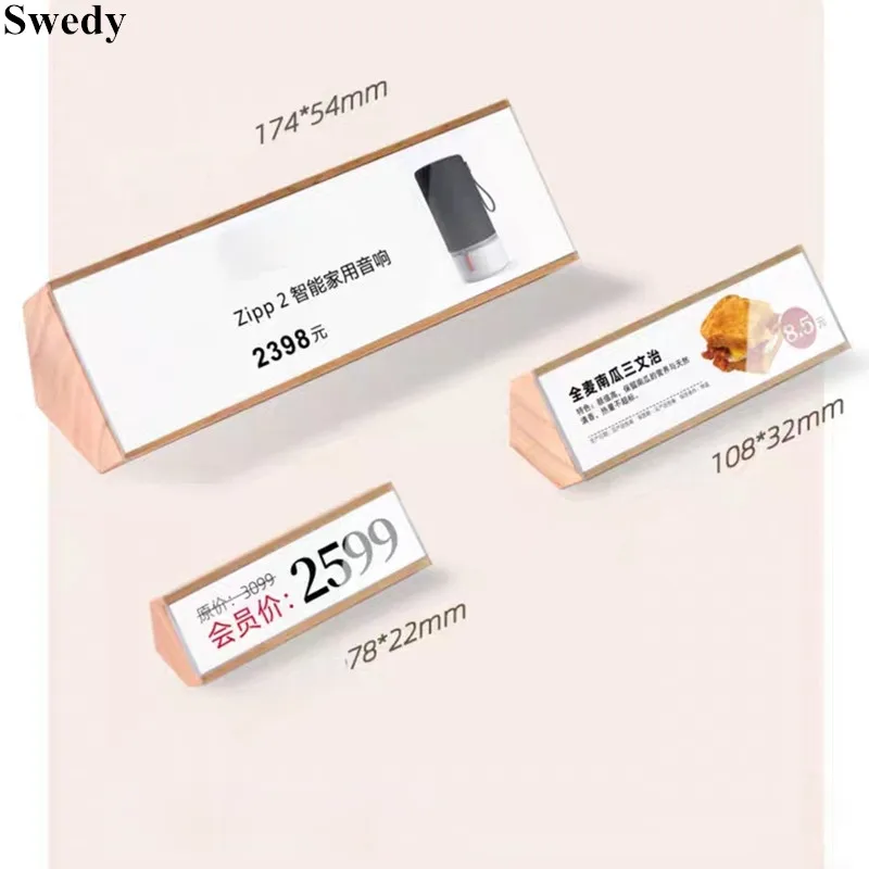 78x22mm Mini Wood Price Label Paper Tags Table Number Place Card Holder Small Acrylic Sign Holder Display Stand