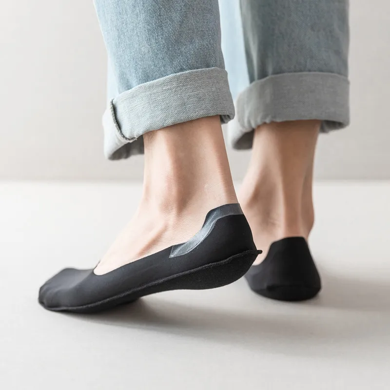 10 Pairs Men's Cotton Breathable Summer Ultra-thin Ice Silk Sock Silicone Non-slip Bottom Absorb Sweat