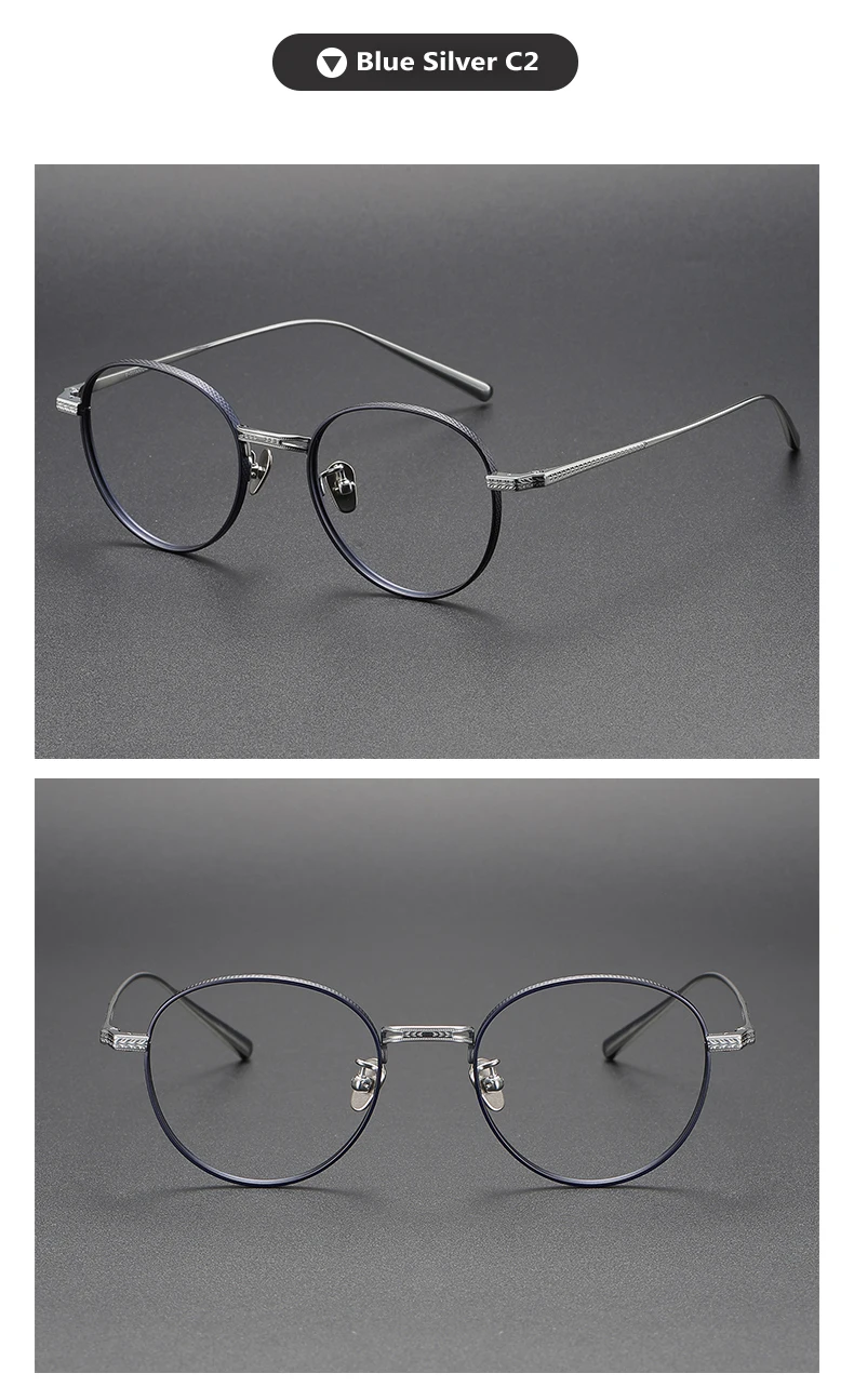 Oveliness Unisex Full Rim Round Titanium Eyeglasses - Angle View