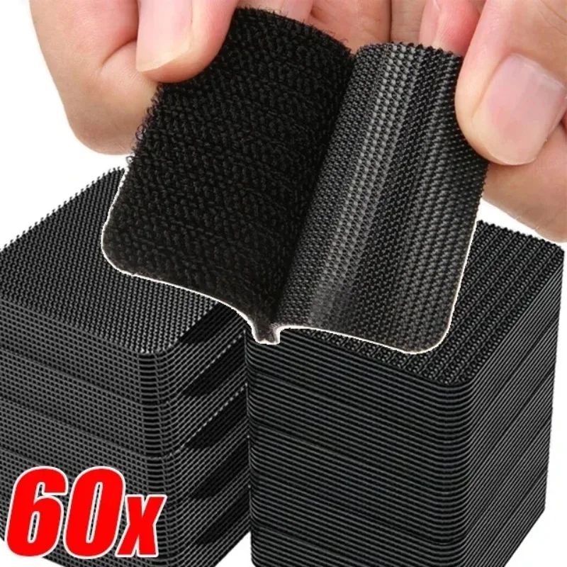 

60/2Pcs Strong Self-Adhesive Fixing Stickers Double Sided Car Floor Mats Fixed Patches Home Carpet Sheets Non-slip Grip Tapes