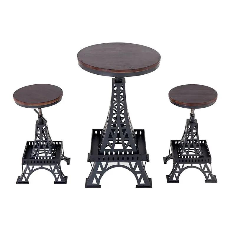 Iron solid wood bar chair adjustable chair Paris tower stool industrial style creative modern cafe bar