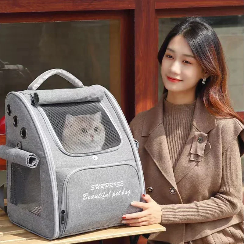 Cat Backpack Pet Carrier Bag Portable Collapsible Breathable Thickened Straps Easy to Clean Pet Travel Carrier Backpack