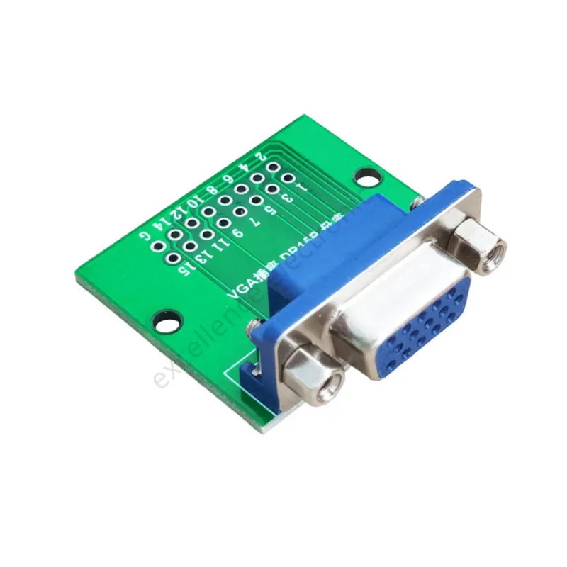 DB15 HDR15 DR15 to Dip 2.54mm 인터페이스 테스트 보드, 블루 VGA 암 소켓 어댑터 변환 보드, 1 개